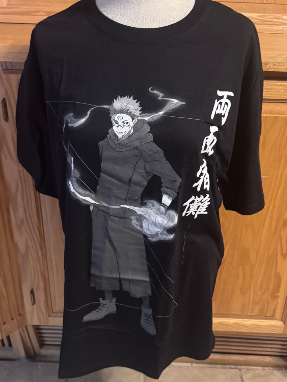 Hot Topic Jujutsu Kcisen Crunchyroll XL Black 4JJK Sukuna Tonal Puff Tee Crew